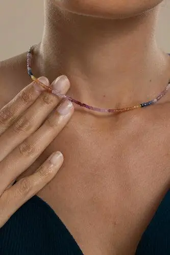 LIZZIE FORTUNATO FINE Shaded Pastel Sapphire Tiny Beaded Necklace | Thumbnail 4