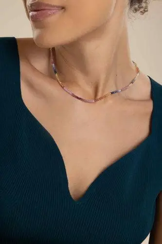 LIZZIE FORTUNATO FINE Shaded Pastel Sapphire Tiny Beaded Necklace | Thumbnail 5