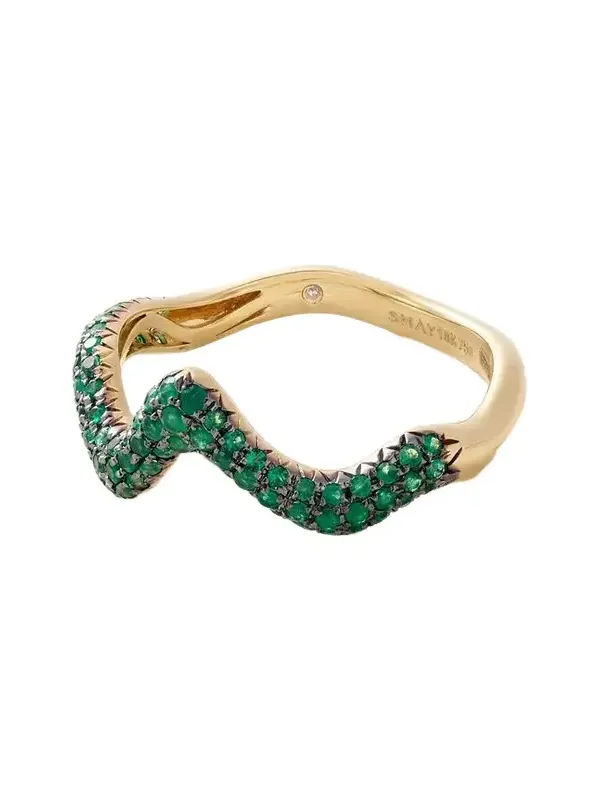 Wave 18-karat Gold, Emerald And Diamond Ring - Green Wave 18-karat Gold, Emerald And Diamond Ring - Green