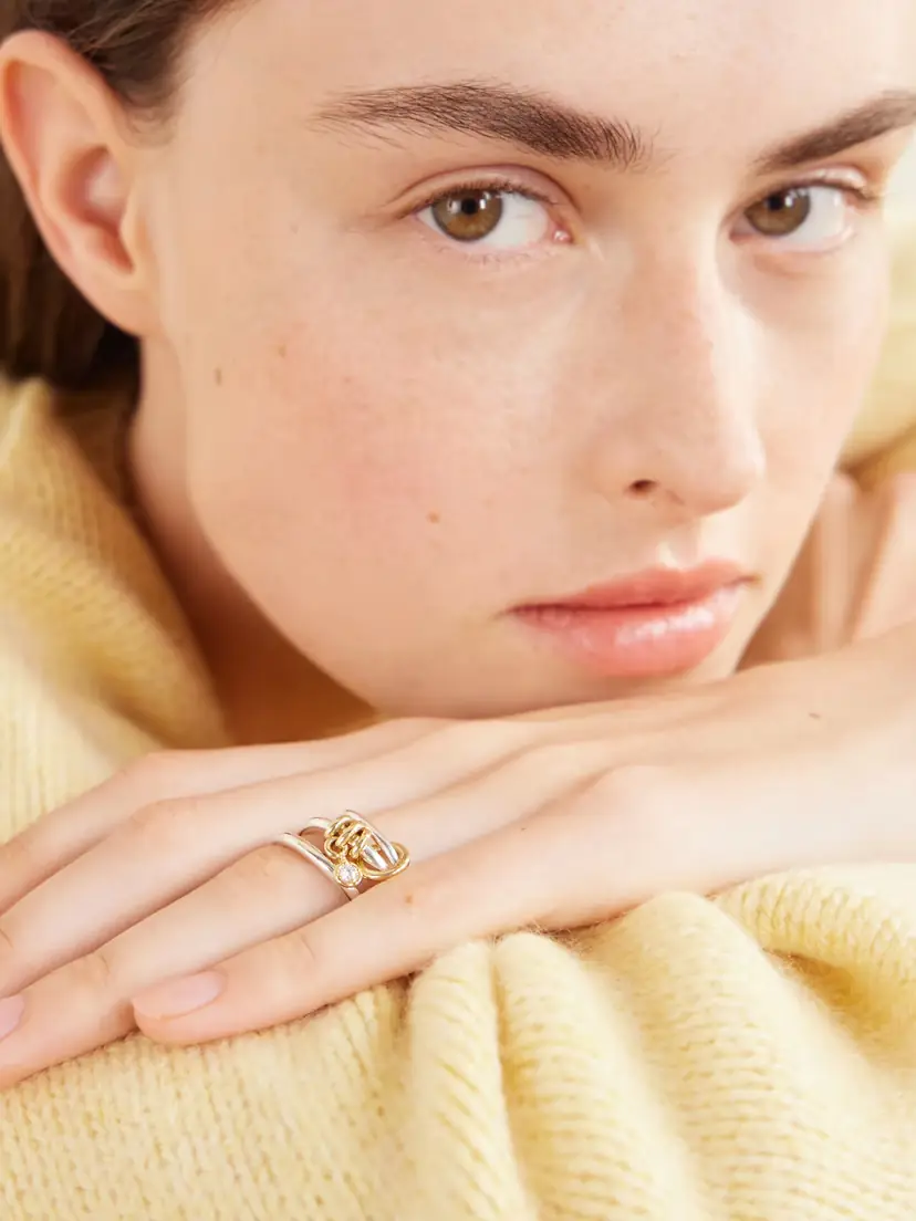 Spinelli Kilcollin Piera Set Of Three 18-karat Gold, Sterling Silver And Diamond Rings | Thumbnail 2 Spinelli Kilcollin Piera Set Of Three 18-karat Gold, Sterling Silver And Diamond Rings | Thumbnail 2