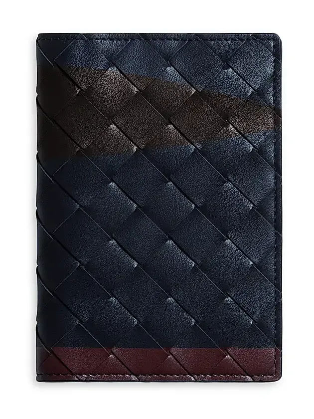 Tricolor Intrecciato Leather Passport Case Tricolor Intrecciato Leather Passport Case