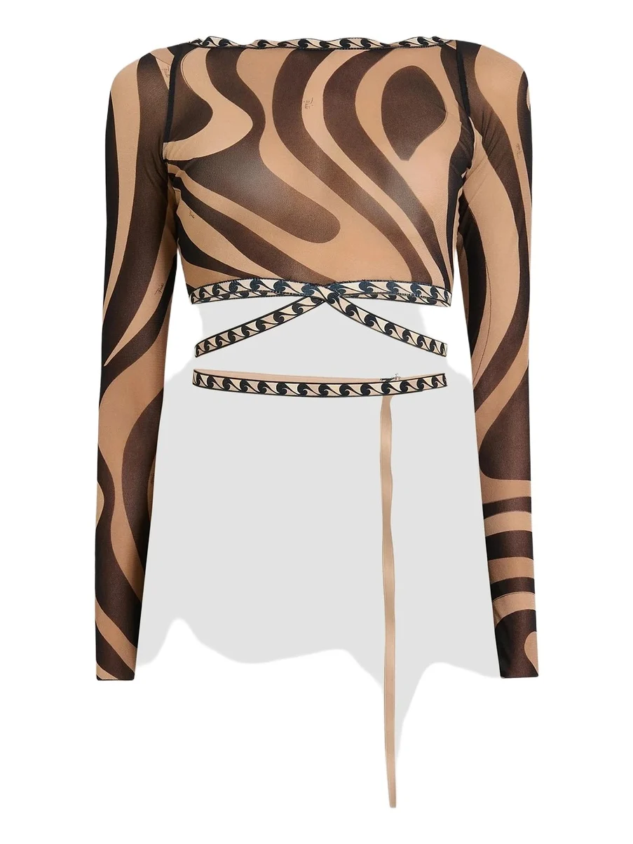 PUCCI Women's L'Alba Printed Tie-Waist Tulle Top