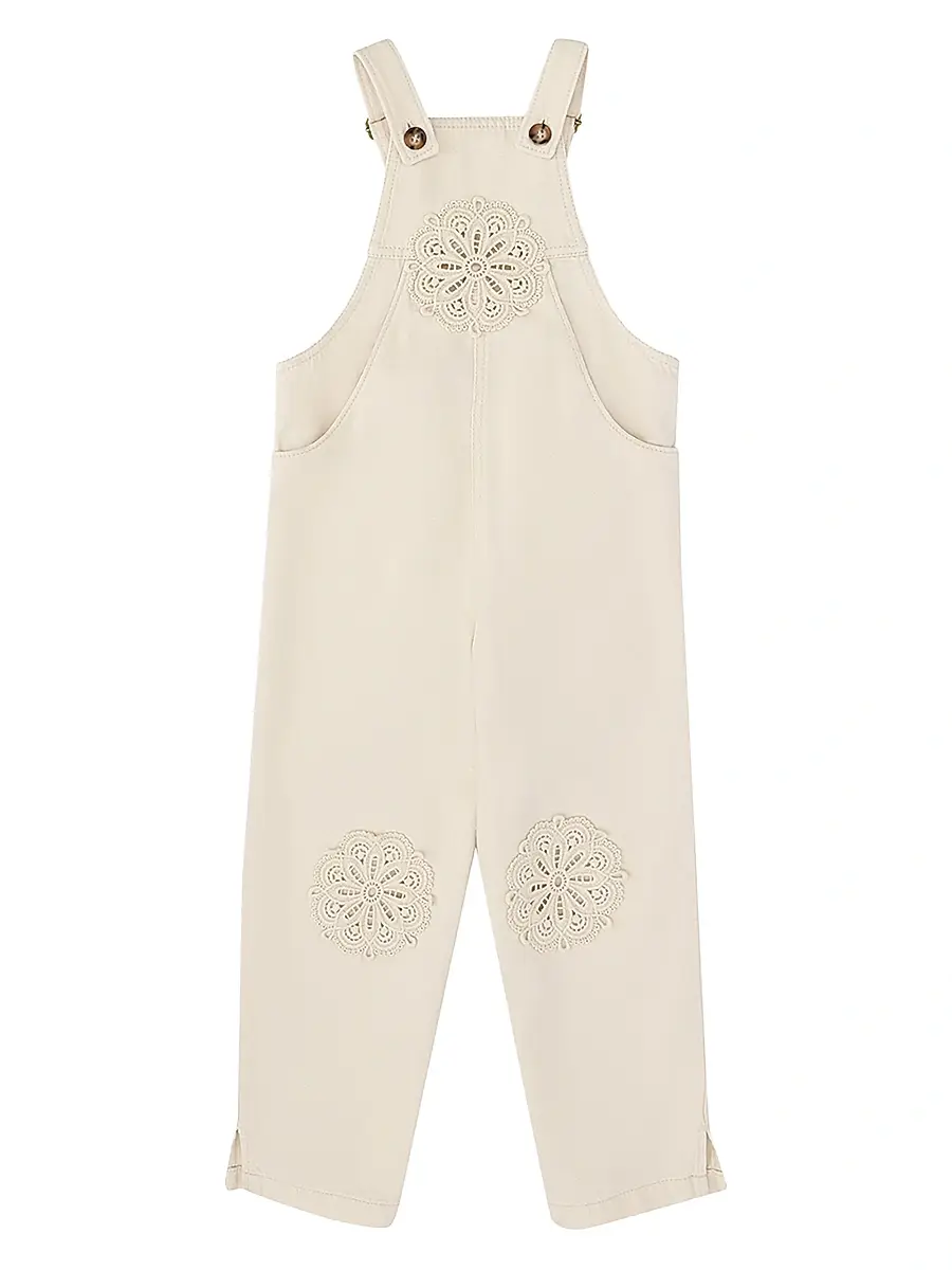 Zimmermann Little Girl's & Girl's Aster Eyelet Cotton Overalls - Ecru | Image 1 Zimmermann Little Girl's & Girl's Aster Eyelet Cotton Overalls - Ecru | Image 1