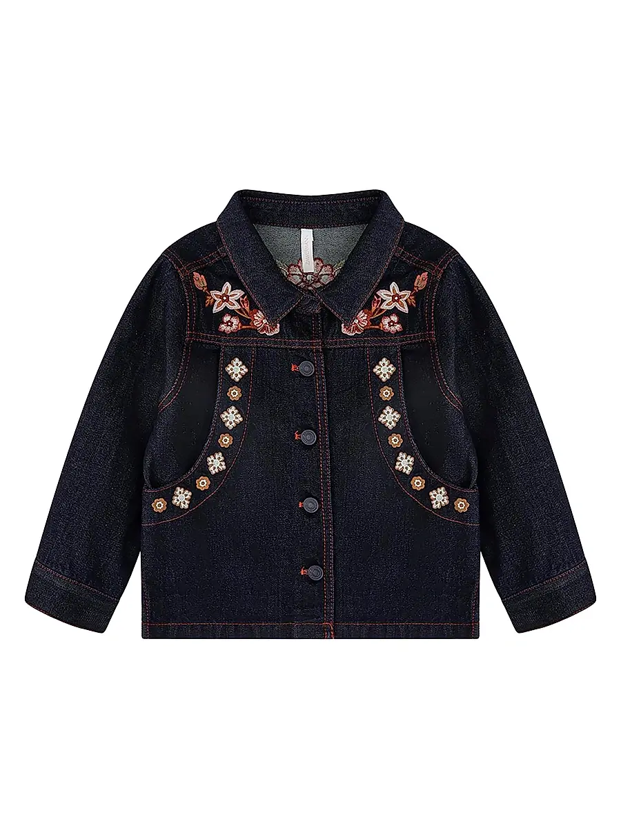 Zimmermann Little Girl's & Girl's Aster Embroidered Denim Jacket - Horizon | Image 1 Zimmermann Little Girl's & Girl's Aster Embroidered Denim Jacket - Horizon | Image 1
