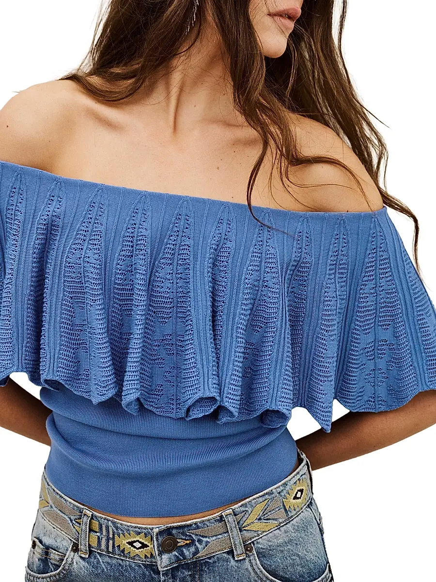 Ba&sh Women's Salda Ruffled Jacquard Knit Top | Thumbnail 5 Ba&sh Women's Salda Ruffled Jacquard Knit Top | Thumbnail 5