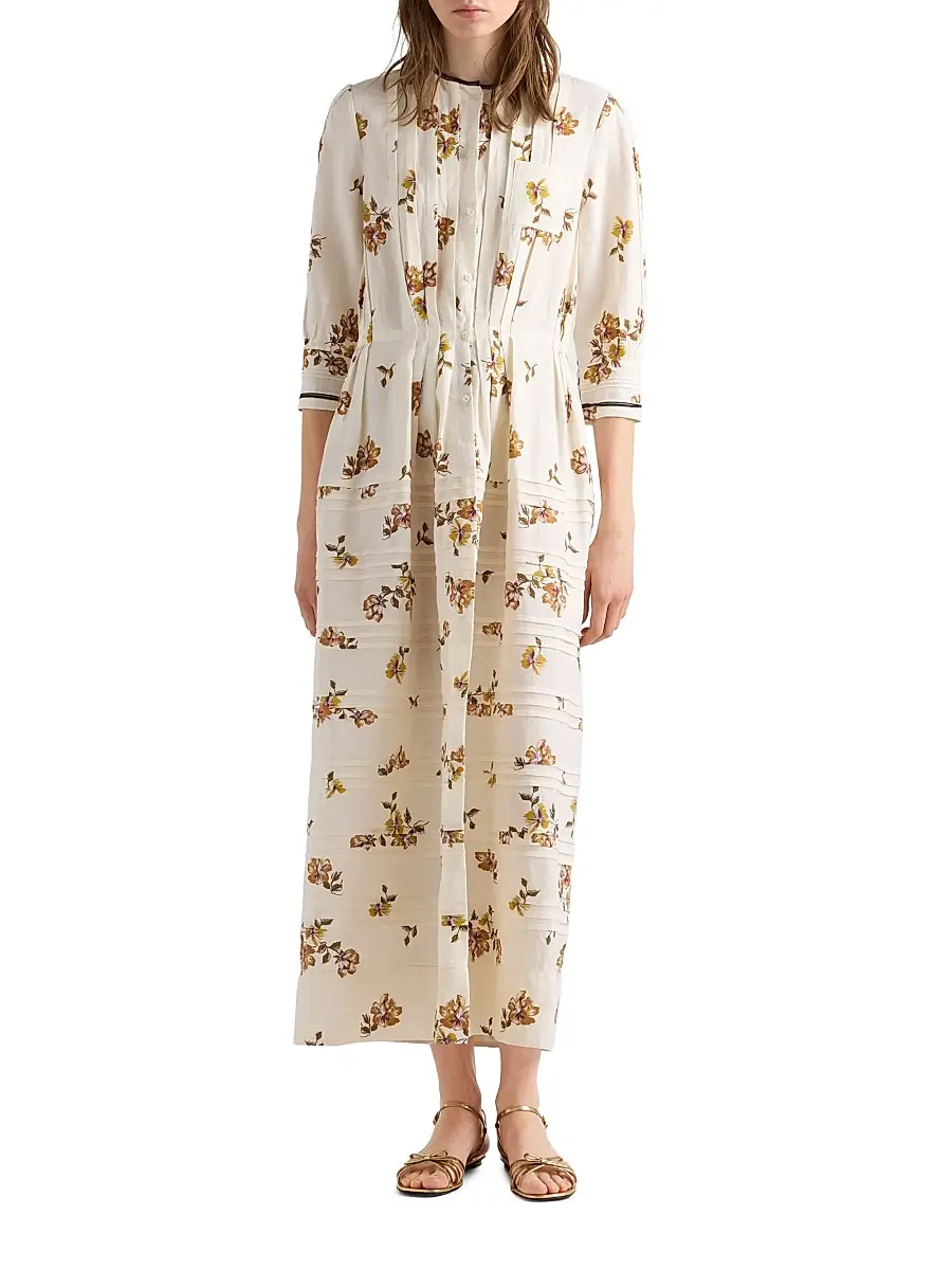 Prada Women's Long Printed Linen Dress | Thumbnail 2 Prada Women's Long Printed Linen Dress | Thumbnail 2