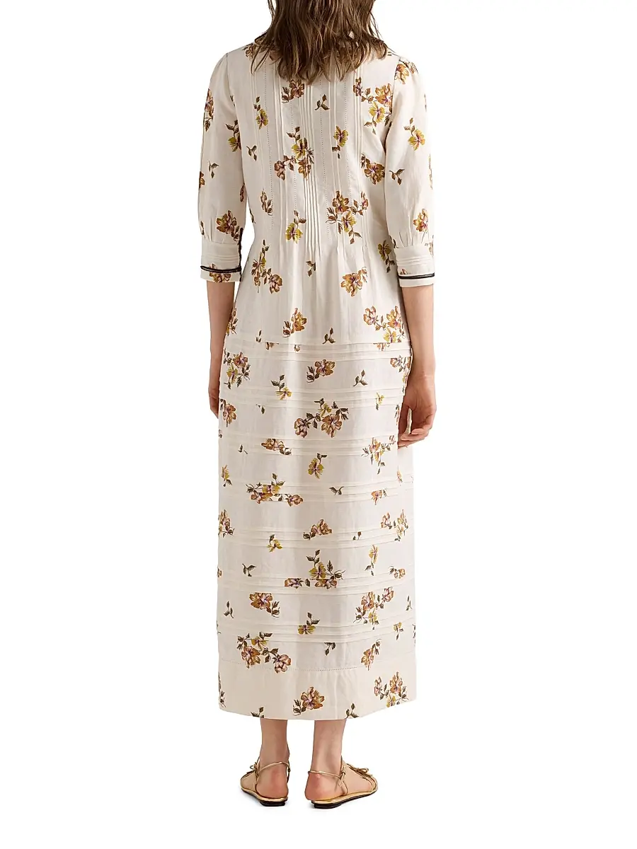 Prada Women's Long Printed Linen Dress | Thumbnail 3 Prada Women's Long Printed Linen Dress | Thumbnail 3