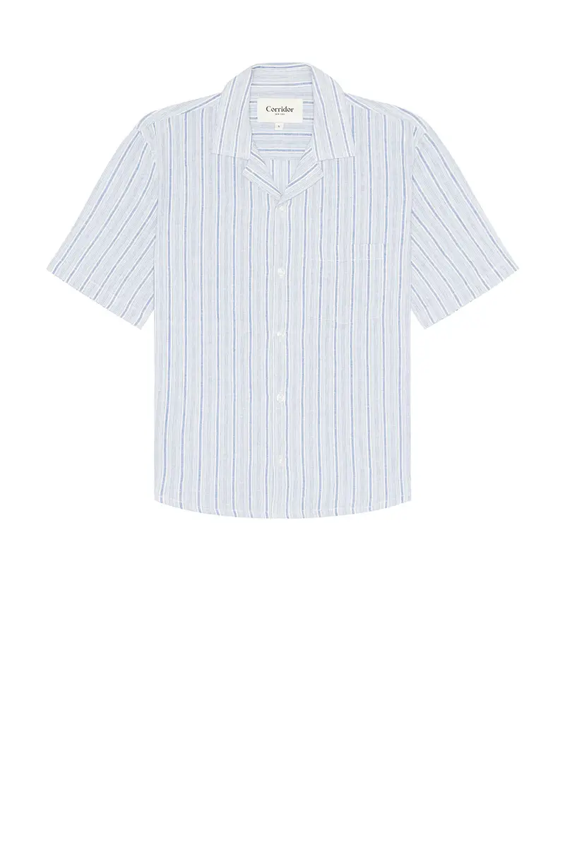 Corridor Linen Broadstripe Short Sleeve Shirt | Thumbnail 4
