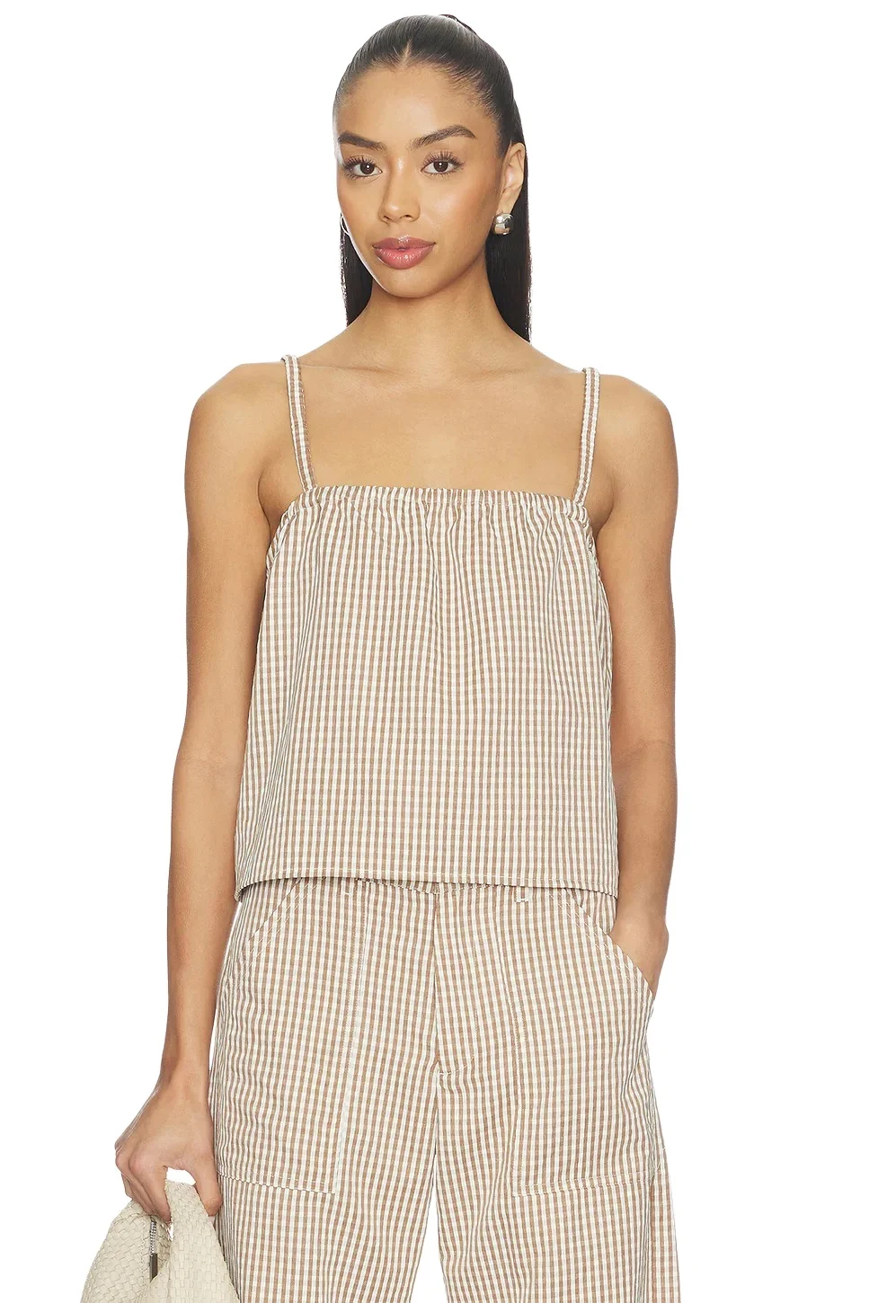 LNA Brandy Check Top