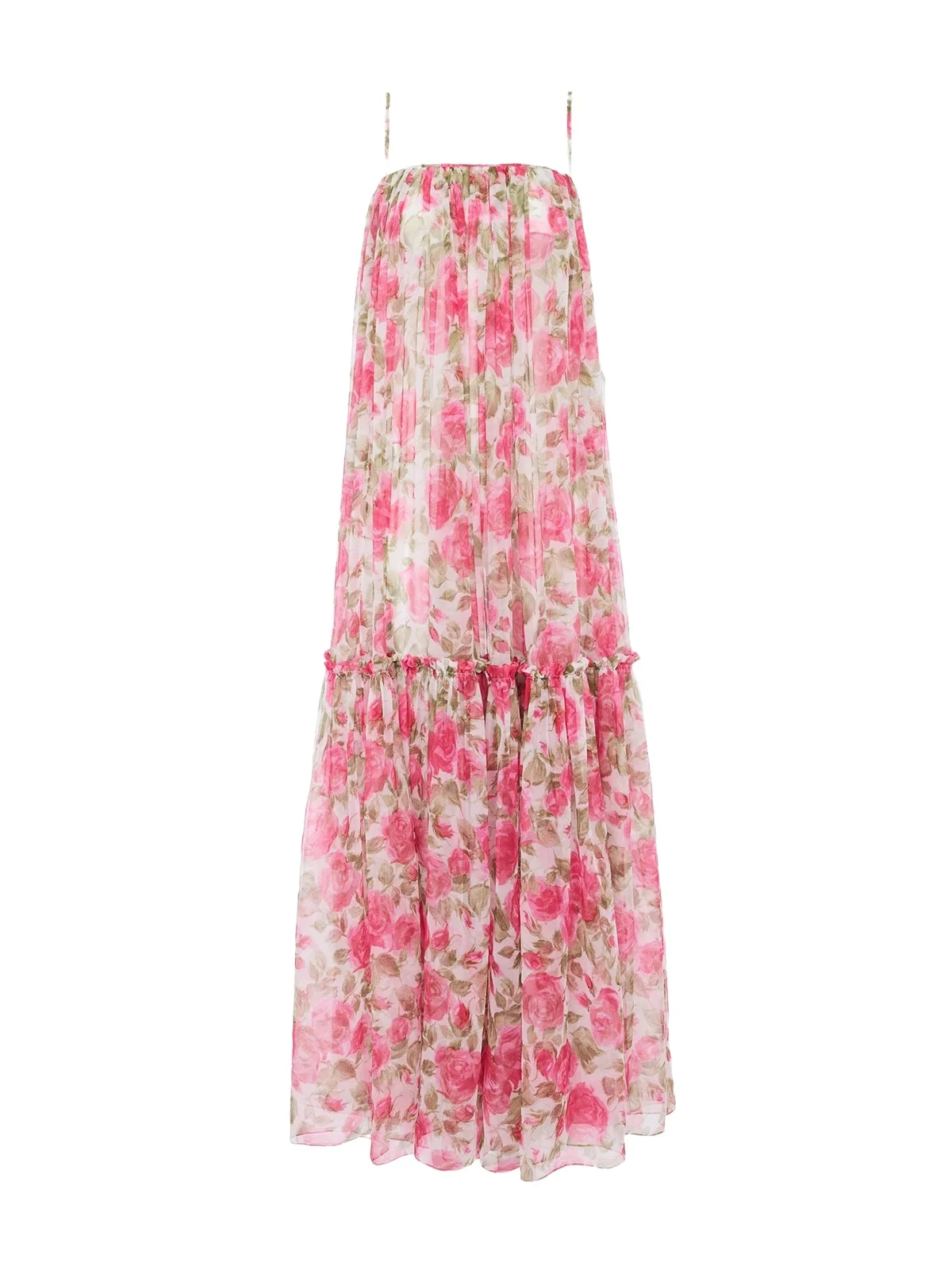 Floral Silk Tiered Maxi Dress Floral Silk Tiered Maxi Dress