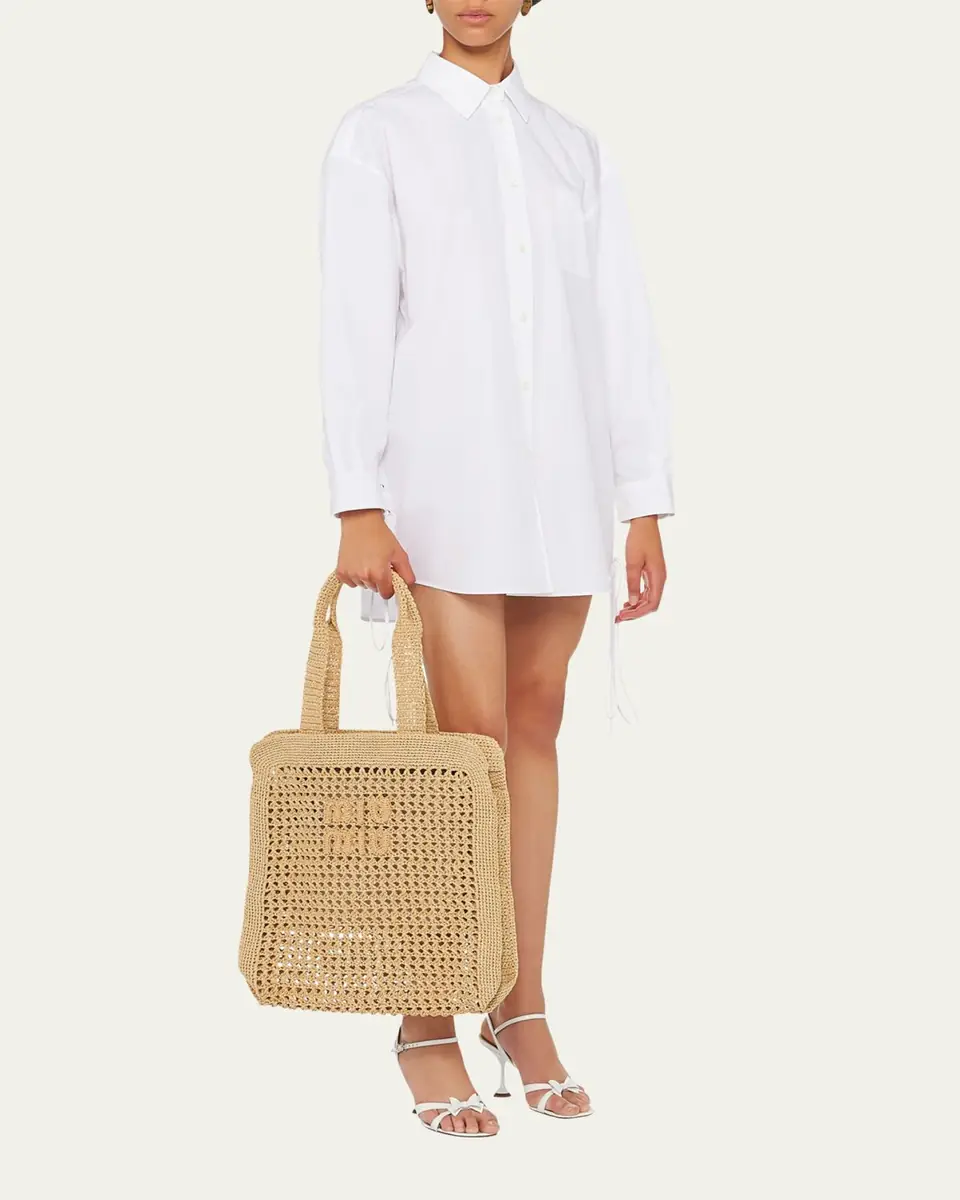 Miu Miu Crochet Logo Tote Bag | Thumbnail 5 Miu Miu Crochet Logo Tote Bag | Thumbnail 5