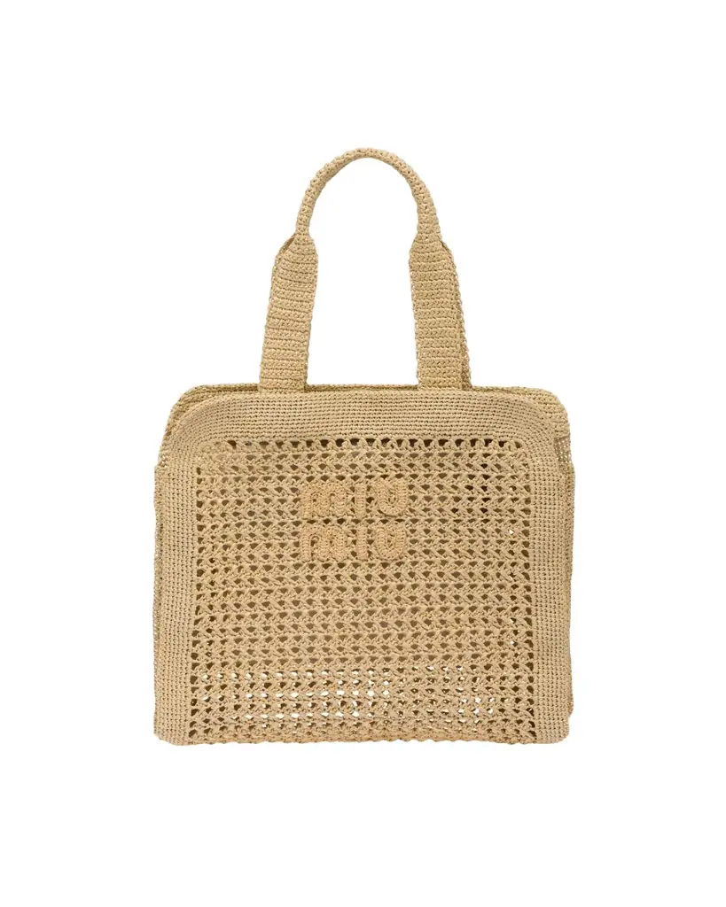Miu Miu Crochet Logo Tote Bag | Image 1 Miu Miu Crochet Logo Tote Bag | Image 1