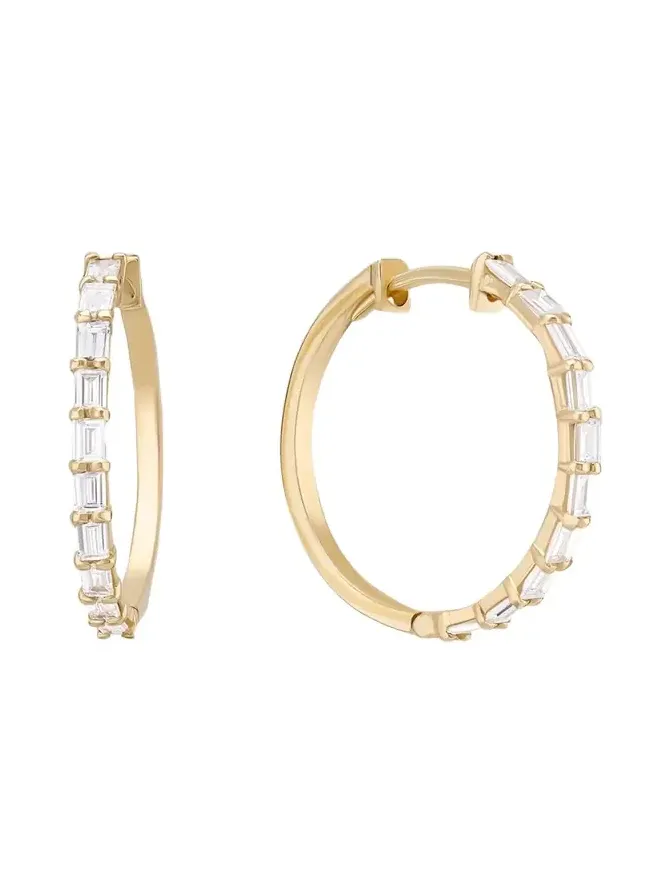 Mini Baguette Diamond Hoop Earrings Mini Baguette Diamond Hoop Earrings