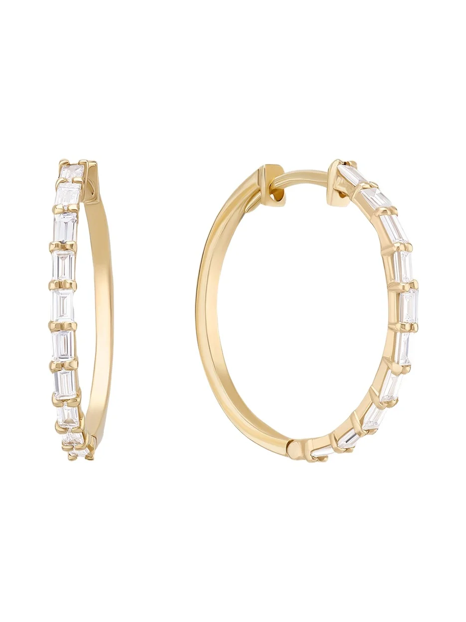 Lana Mini Baguette Diamond Hoop Earrings