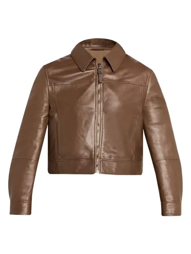 Brunello Cucinelli Leather Cropped Jacket
