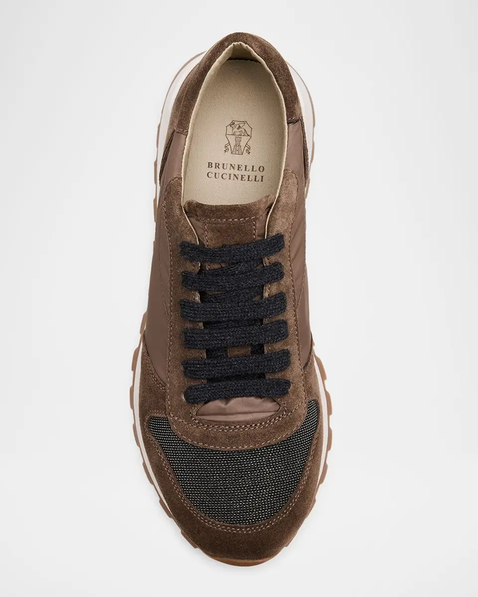 Brunello Cucinelli Monili Mixed Media Runner Sneakers | Thumbnail 3