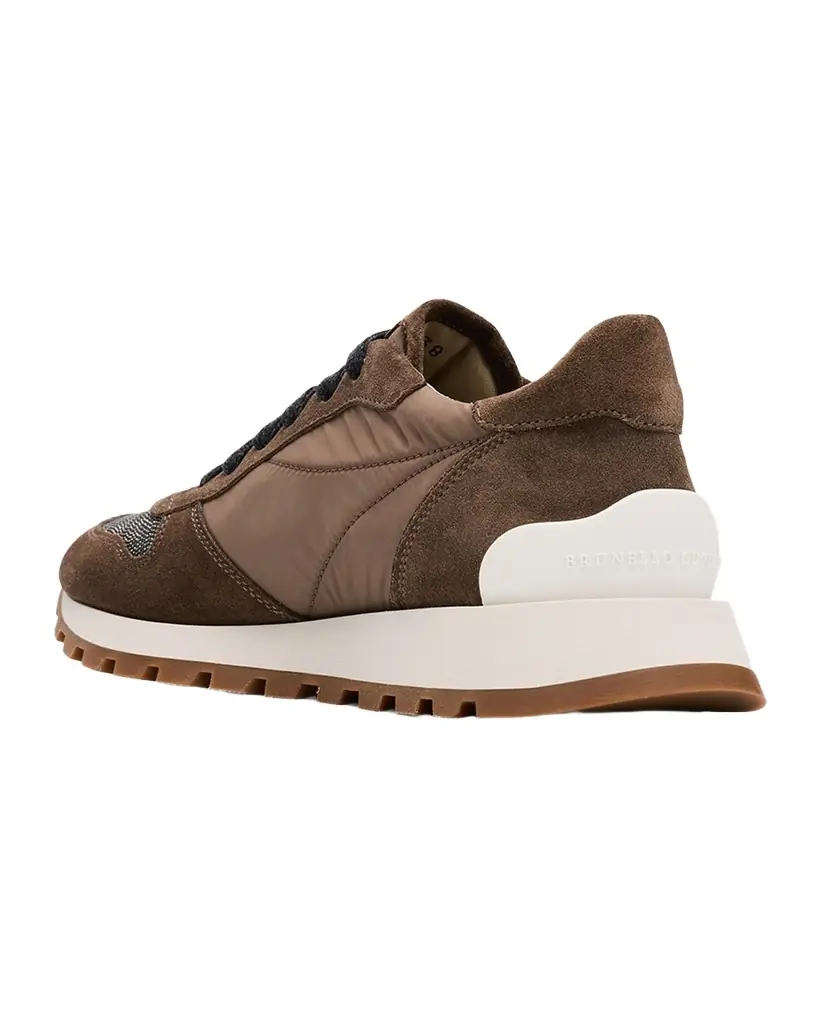Brunello Cucinelli Monili Mixed Media Runner Sneakers
