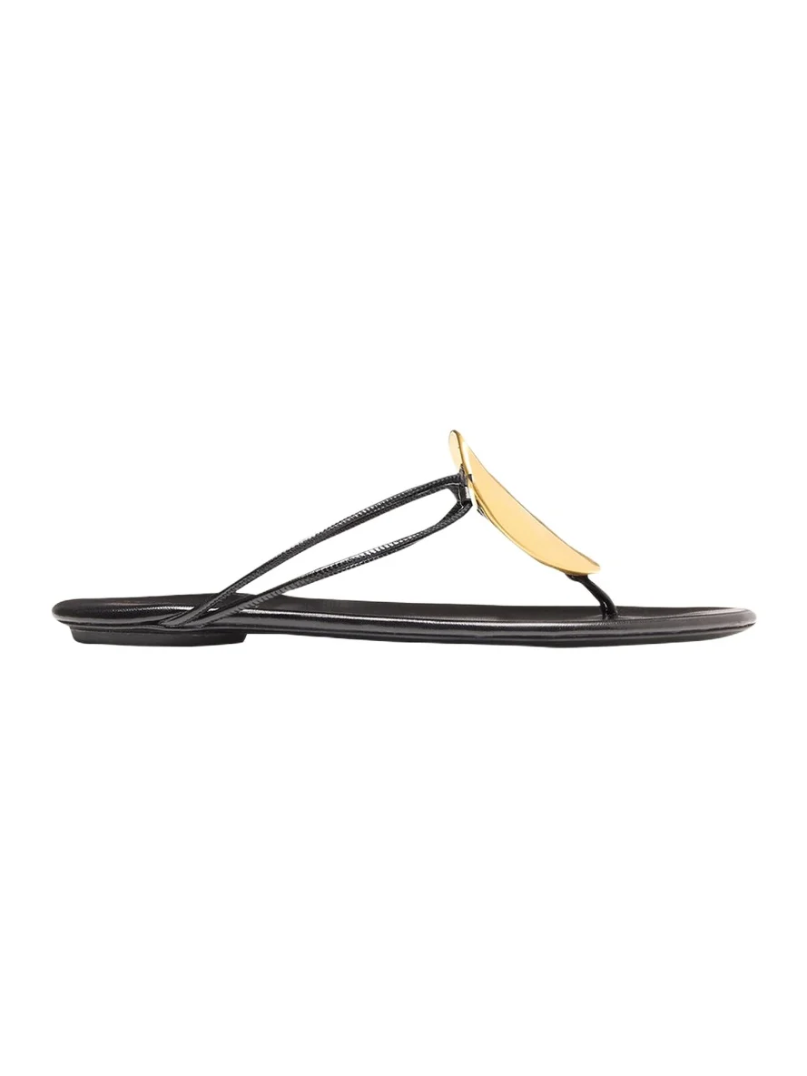 Uma Leather Hardware Thong Sandals