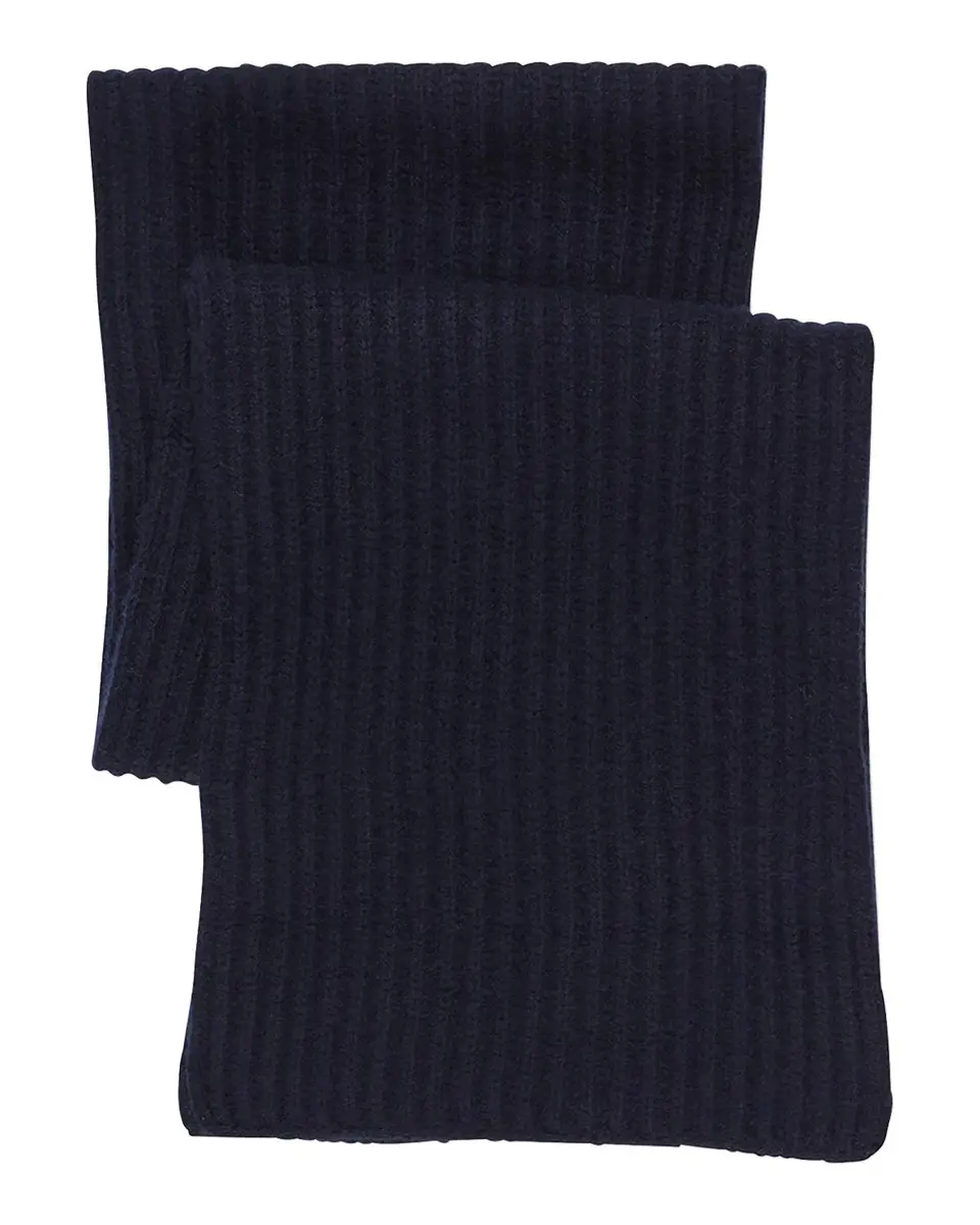 Bergdorf Goodman Ribbed Cashmere Scarf, Black | Thumbnail 3