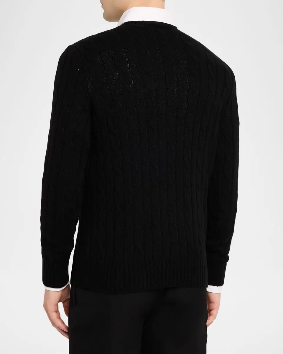Polo Ralph Lauren Men's The Iconic Cashmere Cable-Knit Crewneck Sweater | Thumbnail 3