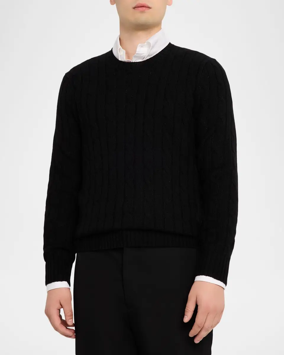 Polo Ralph Lauren Men's The Iconic Cashmere Cable-Knit Crewneck Sweater | Thumbnail 4