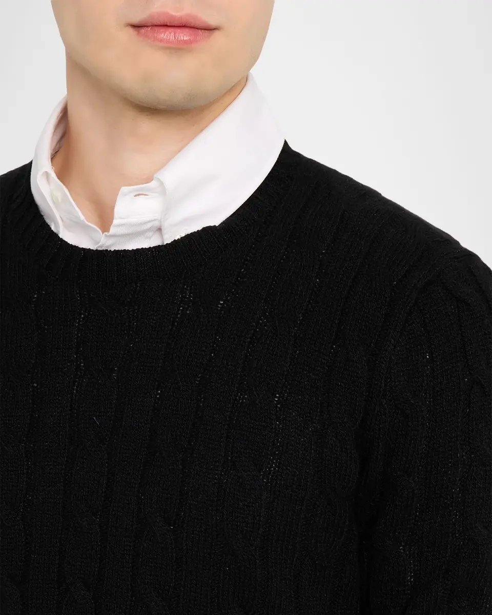 Polo Ralph Lauren Men's The Iconic Cashmere Cable-Knit Crewneck Sweater | Thumbnail 5
