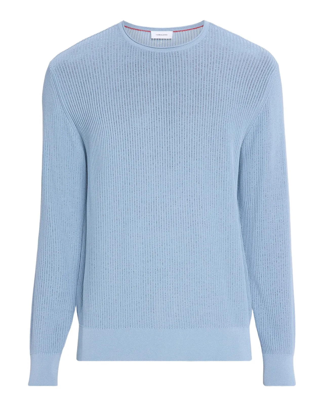 Ferragamo Men's Viscose and Cotton Rib Round-Neck Sweater
