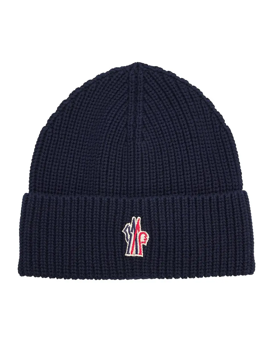 Moncler Men's Cotton Rib Logo-Patch Beanie Hat | Thumbnail 3