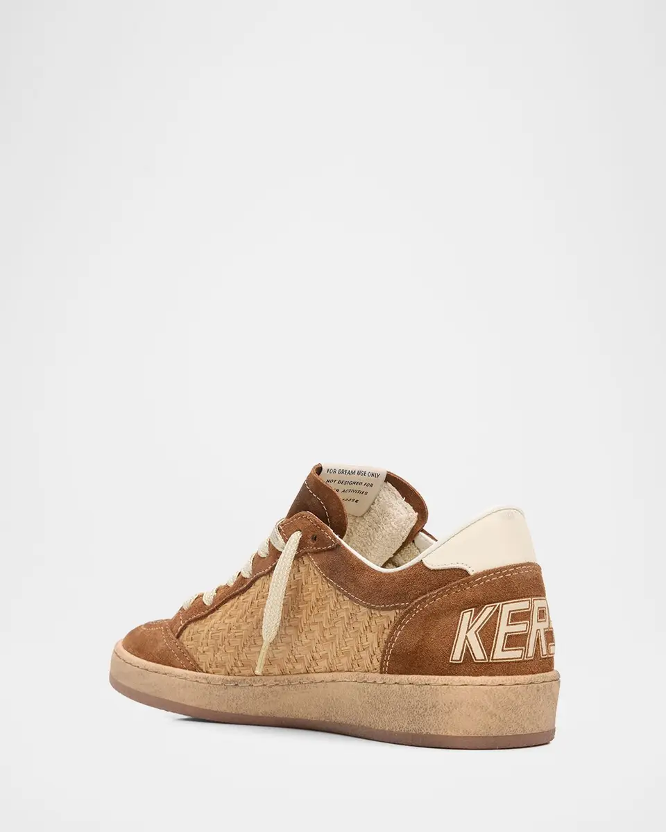 Golden Goose Ball Star Raffia and Suede Low-Top Sneakers | Thumbnail 4 Golden Goose Ball Star Raffia and Suede Low-Top Sneakers | Thumbnail 4