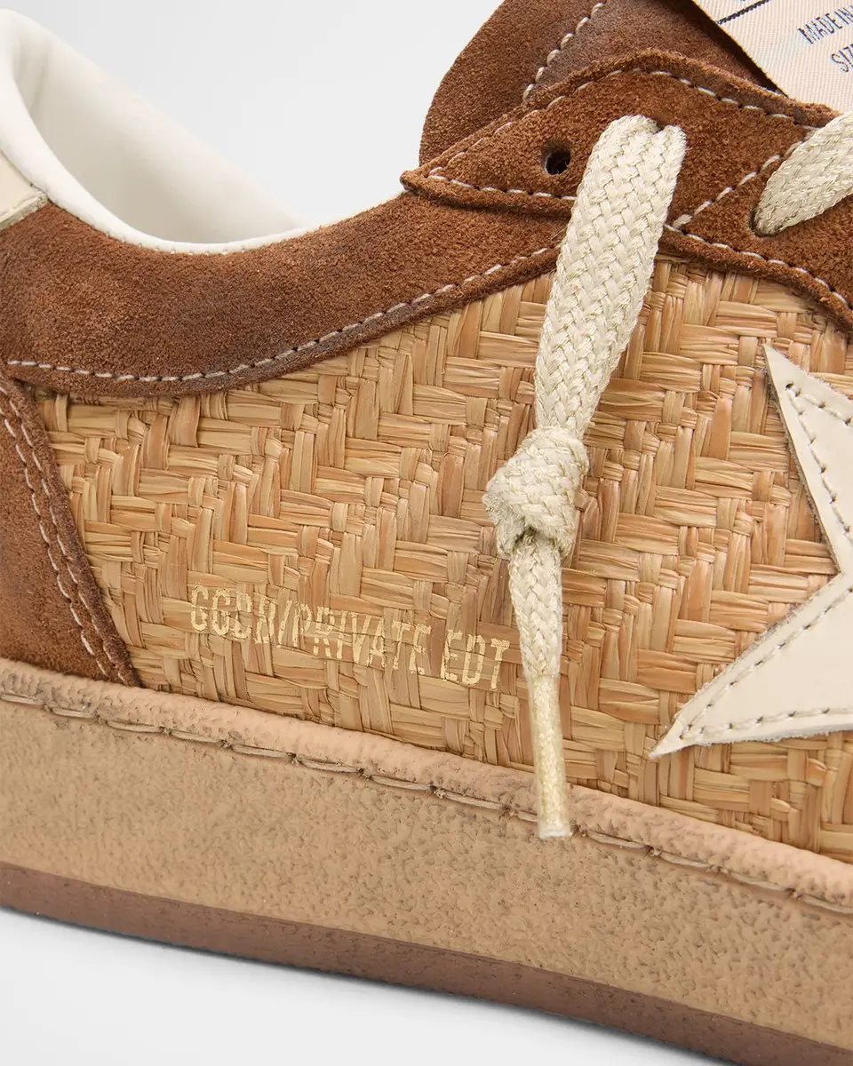 Golden Goose Ball Star Raffia and Suede Low-Top Sneakers | Thumbnail 5 Golden Goose Ball Star Raffia and Suede Low-Top Sneakers | Thumbnail 5