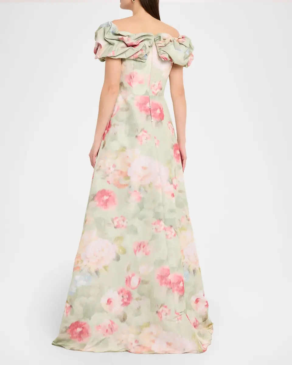 Rickie Freeman for Teri Jon Off-Shoulder Floral Taffeta Gown | Thumbnail 2 Rickie Freeman for Teri Jon Off-Shoulder Floral Taffeta Gown | Thumbnail 2