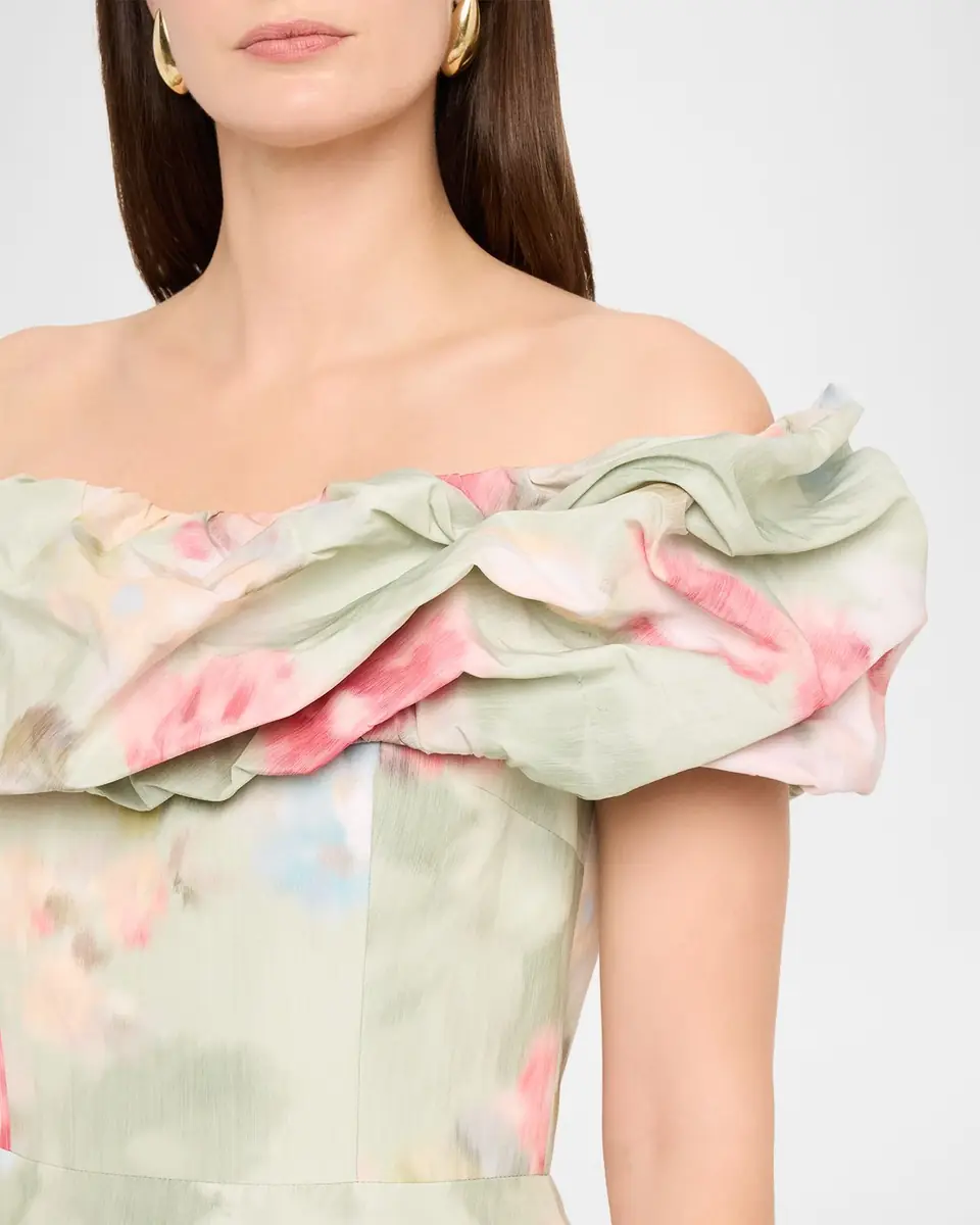 Rickie Freeman for Teri Jon Off-Shoulder Floral Taffeta Gown | Thumbnail 4 Rickie Freeman for Teri Jon Off-Shoulder Floral Taffeta Gown | Thumbnail 4