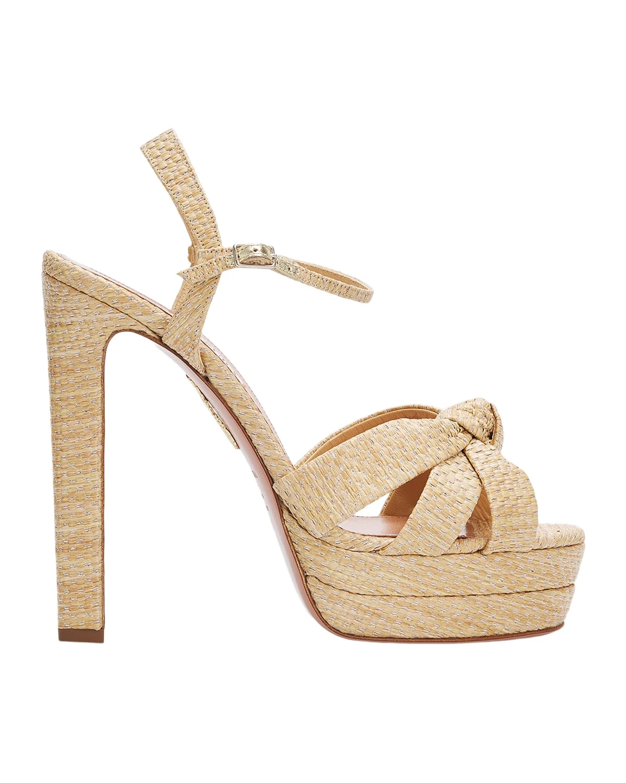 130mm Nina Raffia Knot Platform Sandals