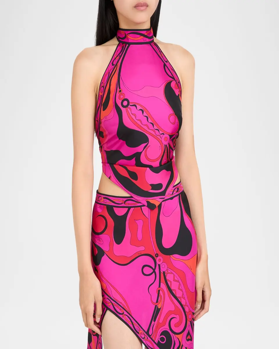 Pucci Orchidee Silk Twill Scarf Halter Top | Thumbnail 3