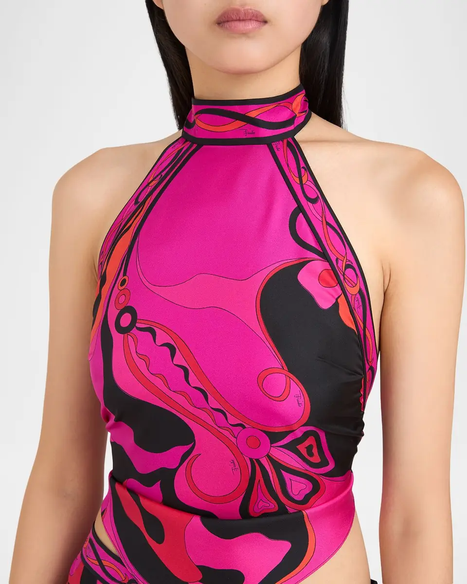 Pucci Orchidee Silk Twill Scarf Halter Top | Thumbnail 4