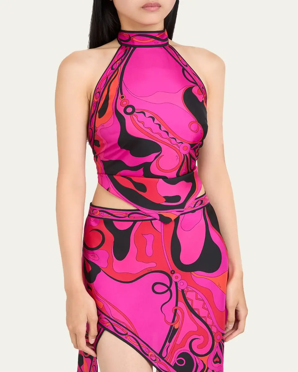 Pucci Orchidee Silk Twill Scarf Halter Top | Thumbnail 8