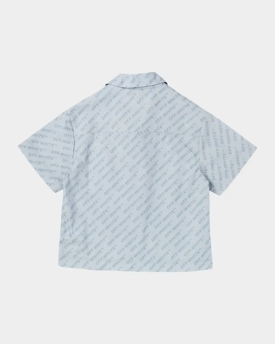 Off-White Boy's Logo AOP Bowling Shirt, Size 4-12 | Thumbnail 2 Off-White Boy's Logo AOP Bowling Shirt, Size 4-12 | Thumbnail 2