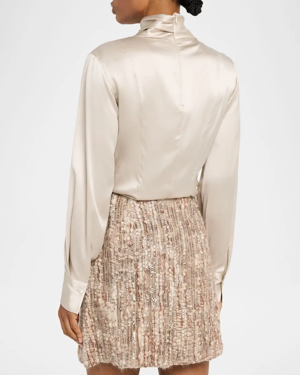 Brunello Cucinelli Draped Wrap Satin Blouse | Thumbnail 3 Brunello Cucinelli Draped Wrap Satin Blouse | Thumbnail 3