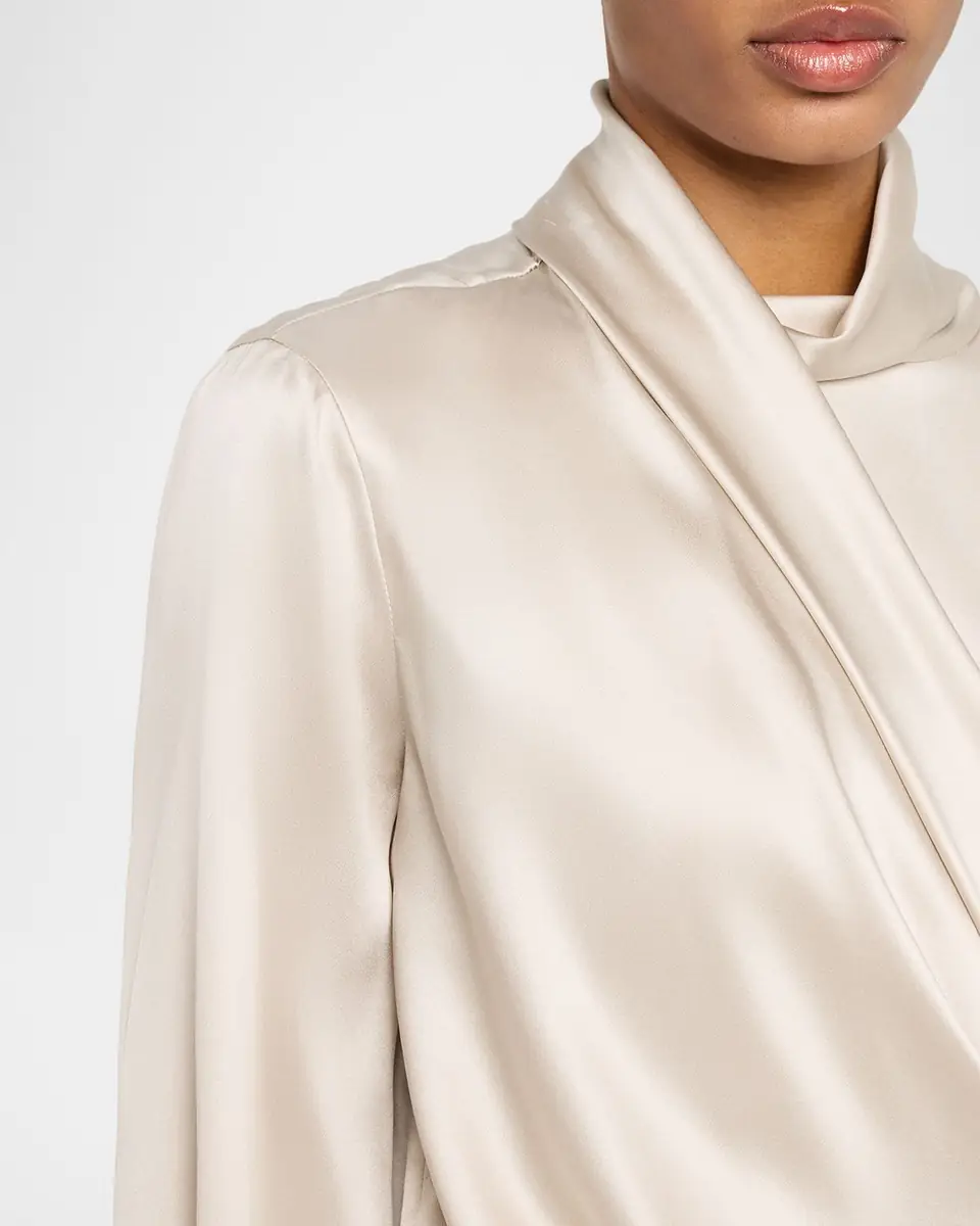Brunello Cucinelli Draped Wrap Satin Blouse | Thumbnail 5 Brunello Cucinelli Draped Wrap Satin Blouse | Thumbnail 5