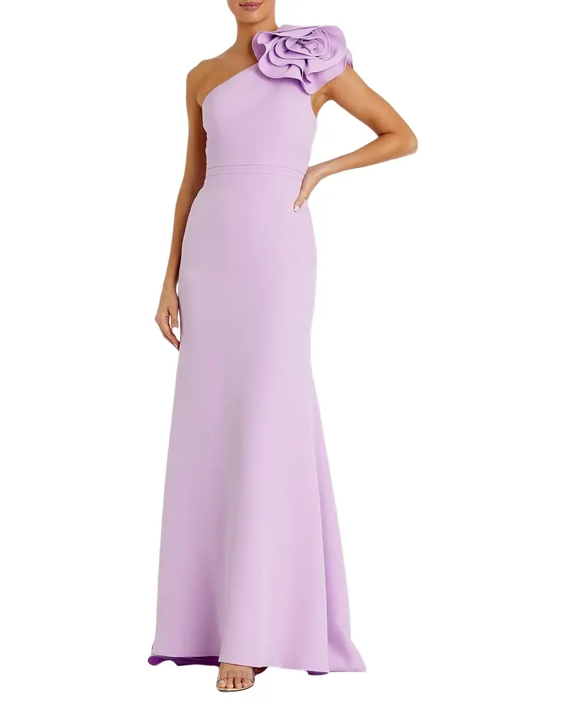 Mac Duggal One-Shoulder Rosette Crepe Gown | Image 1 Mac Duggal One-Shoulder Rosette Crepe Gown | Image 1