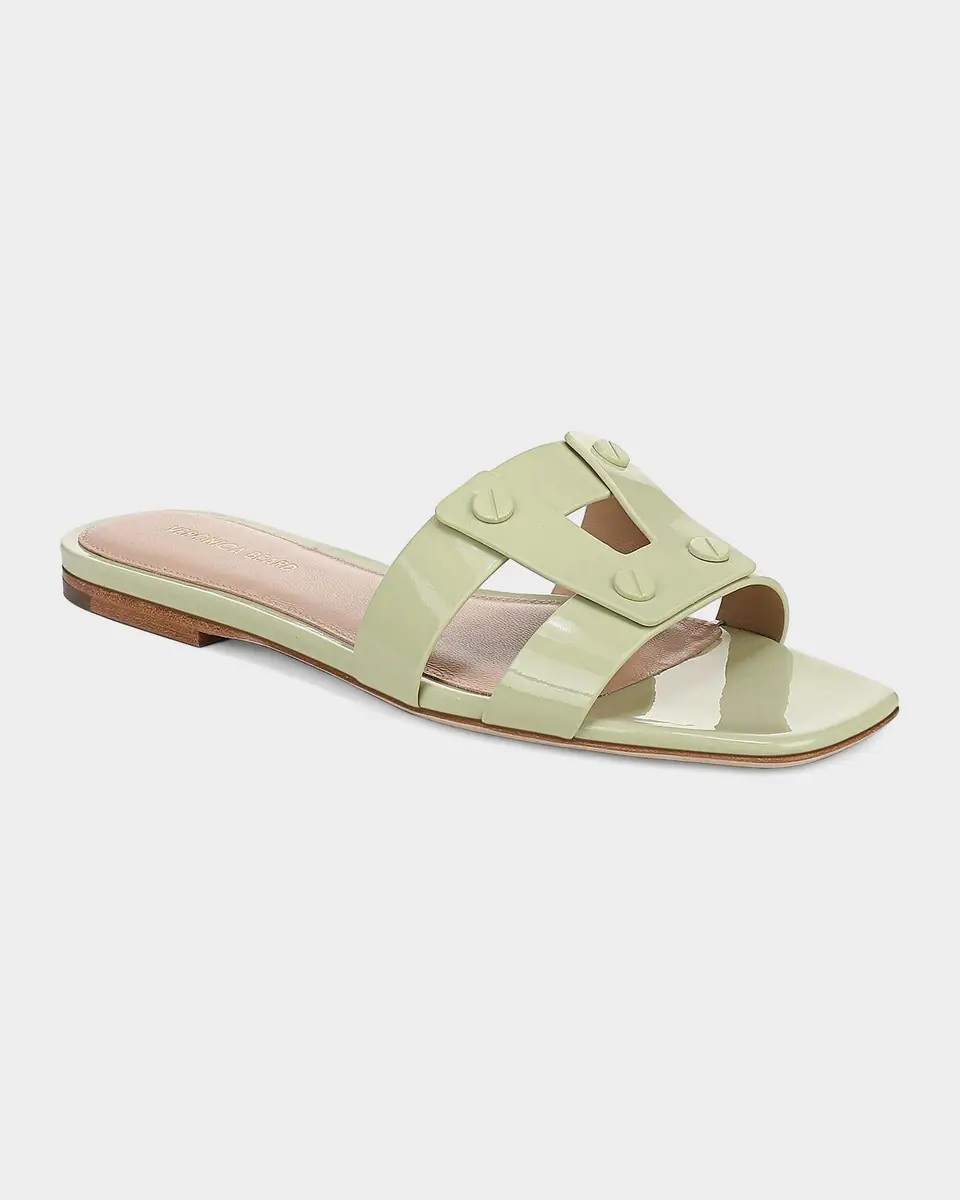 Veronica Beard Via Patent Leather Flat Slide Sandals | Thumbnail 4