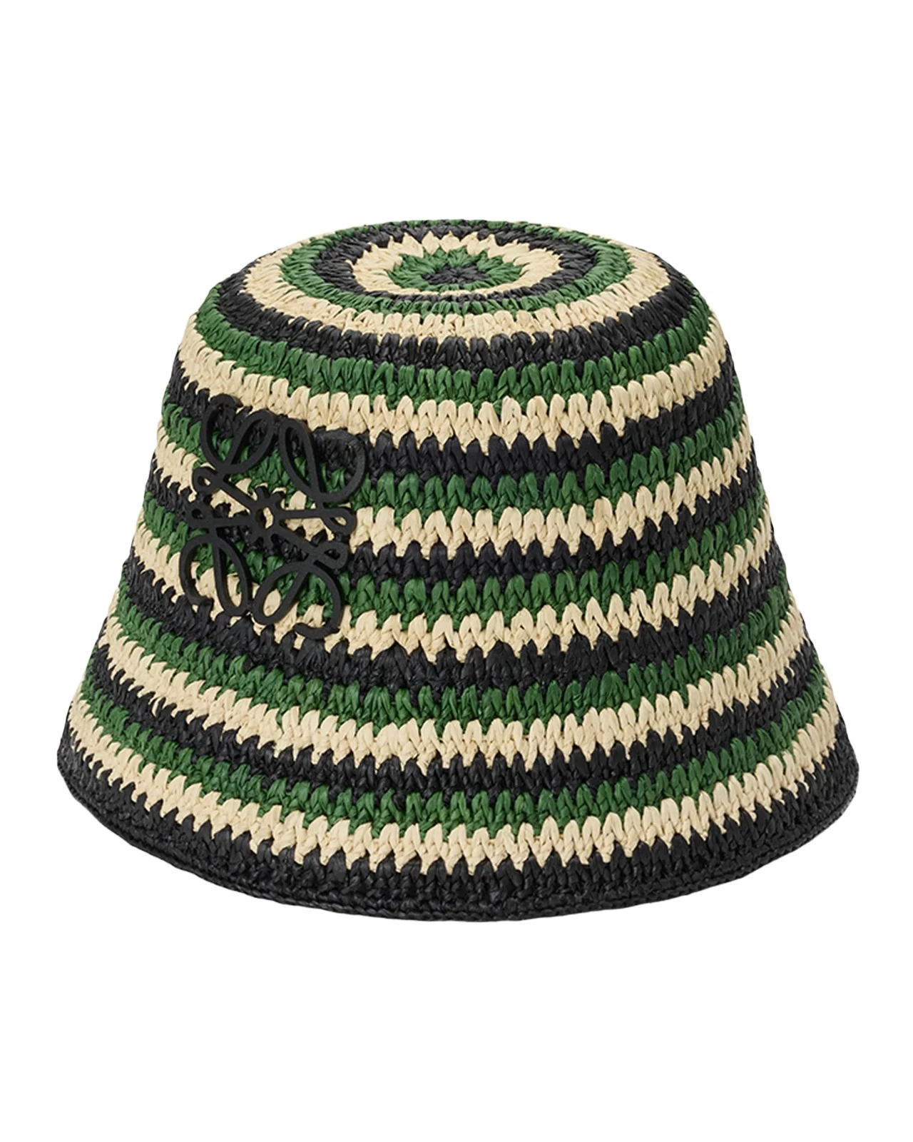 Anagram Striped Raffia Bucket Hat