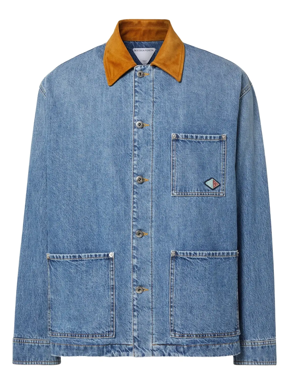 Suede-trimmed padded denim jacket Suede-trimmed padded denim jacket