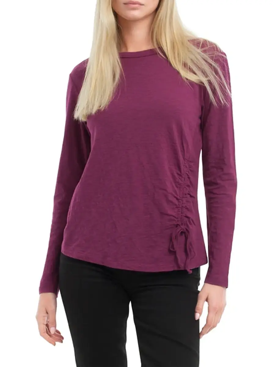 Wilt Women's Long Sleeve Ruched Side T-Shirt - Magenta Purple | Thumbnail 2 Wilt Women's Long Sleeve Ruched Side T-Shirt - Magenta Purple | Thumbnail 2