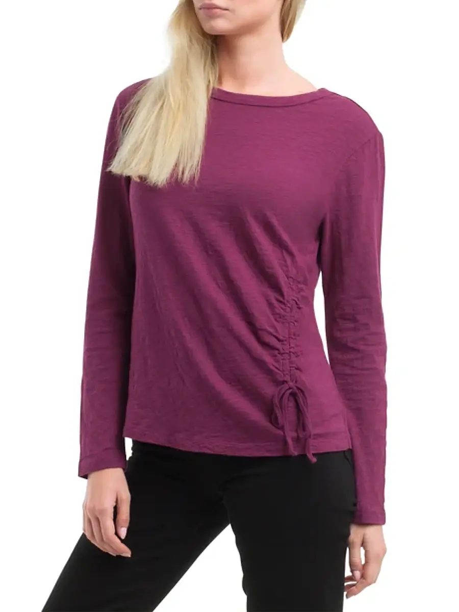 Wilt Women's Long Sleeve Ruched Side T-Shirt - Magenta Purple | Thumbnail 4 Wilt Women's Long Sleeve Ruched Side T-Shirt - Magenta Purple | Thumbnail 4