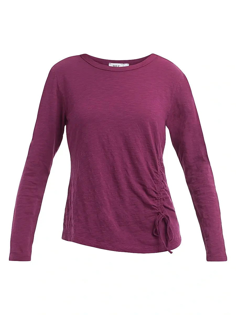 Women's Long Sleeve Ruched Side T-Shirt - Magenta Purple Women's Long Sleeve Ruched Side T-Shirt - Magenta Purple