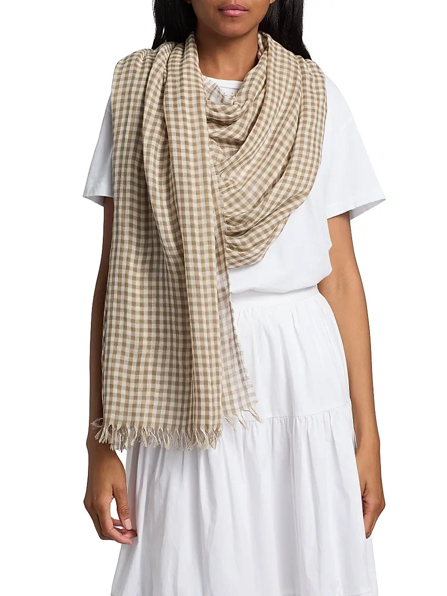 Vince Women's Gingham Cotton Scarf | Thumbnail 2 Vince Women's Gingham Cotton Scarf | Thumbnail 2