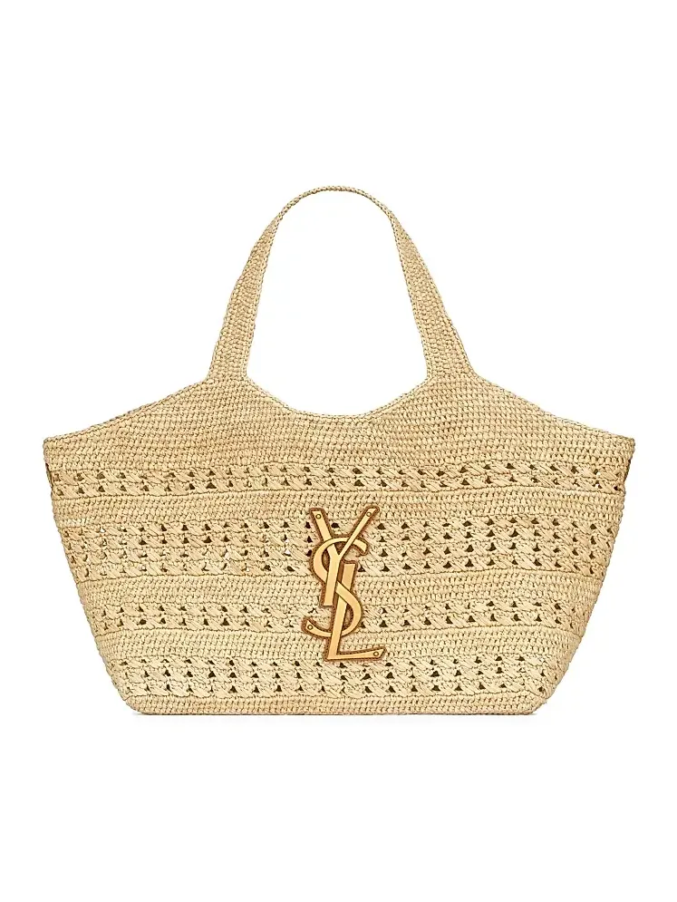 Women's Icare Medium Tote Bag in Raffia - Natural