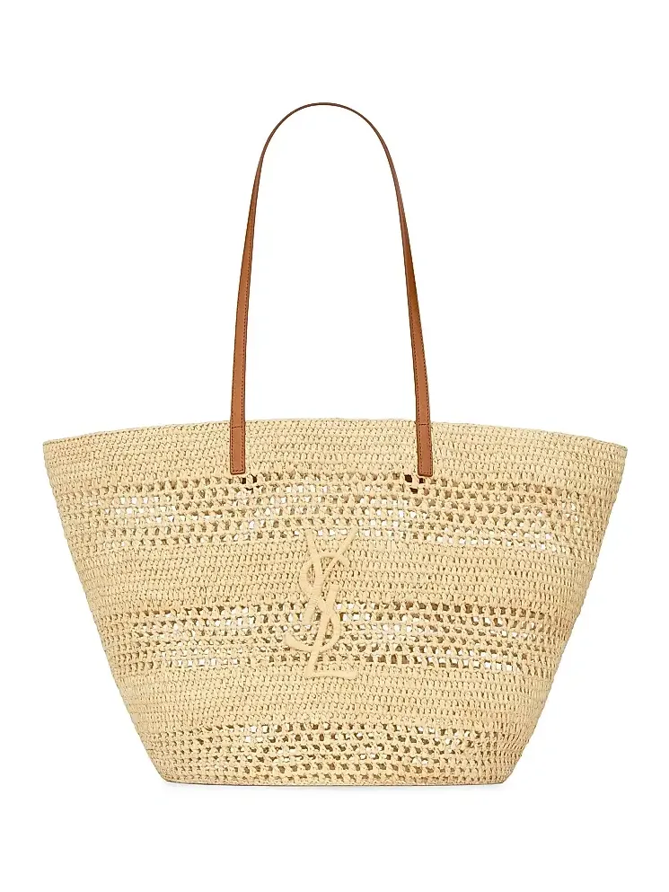 Women's Panier Medium Tote Bag in Raffia - Natural