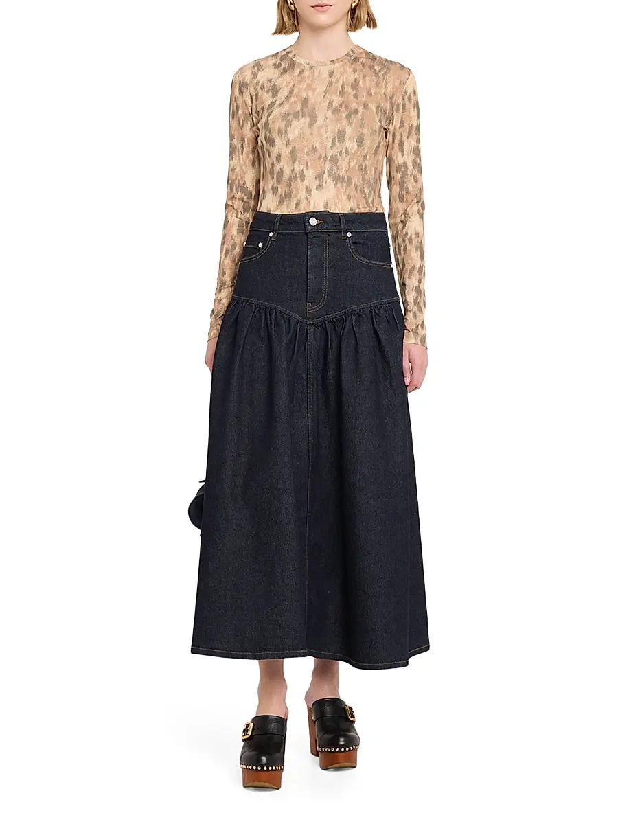 Ganni Women's Stretch Denim Maxi Skirt | Thumbnail 2 Ganni Women's Stretch Denim Maxi Skirt | Thumbnail 2